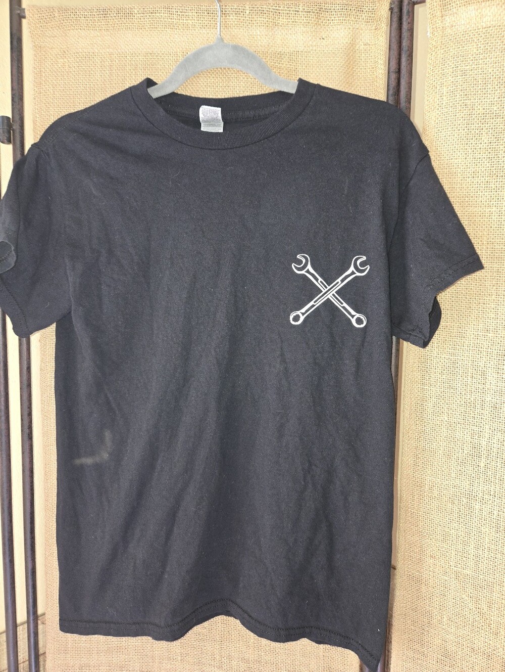 Black Women's T-Shirt Wrench "Somebody's Fine Ass Blue Collar Wife" Graphic Sm